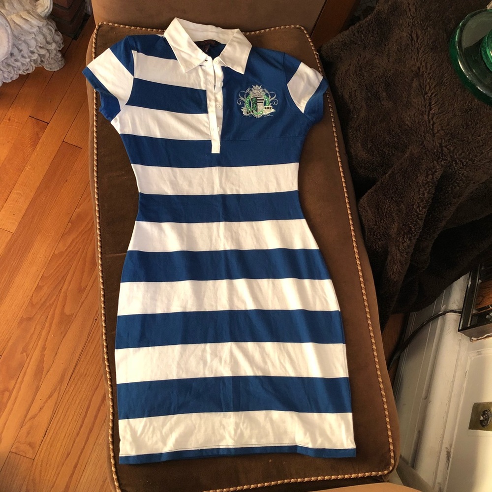 House of Dereon Authentic Blue & White Casual Mini